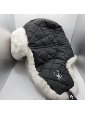 Spyder Quilted Trapper Hat Faux Fur Lined Y2K